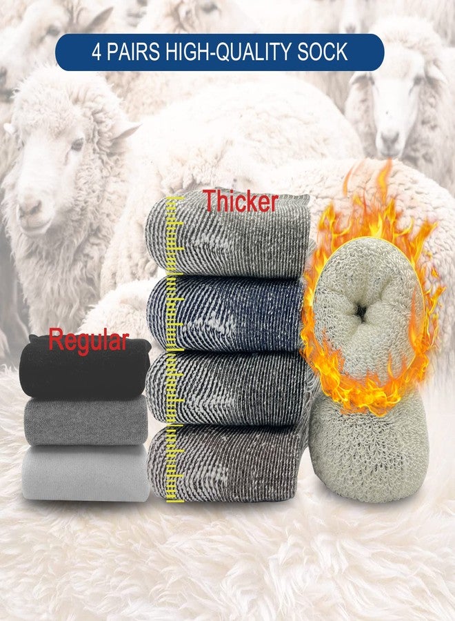 Caudblor Men's Merino Wool Hiking Socks-Thermal Warm Crew Winter Ankle for Trekking,Cycling,Multi Performance,4 Pack - Image 3